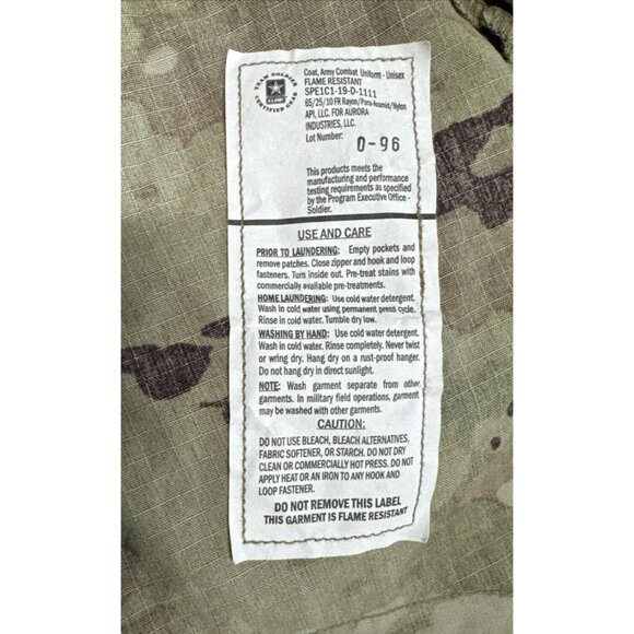 Military Coat Army Combat Uniform Insect Shield Camo Jacket Medium Long NEW - Picture 6 of 7